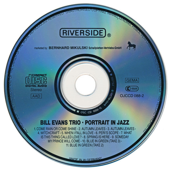 The Bill Evans Trio : Portrait In Jazz (CD, Album, RE, RM, RP)