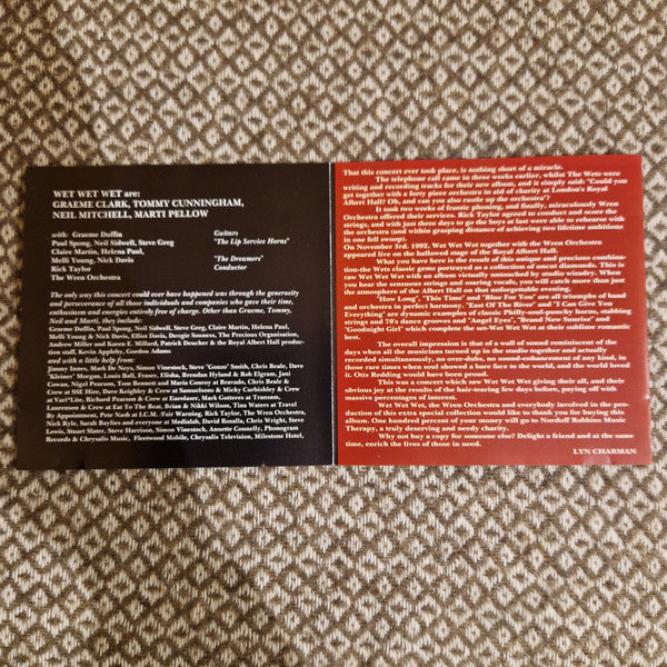 Wet Wet Wet with The Wren Orchestra : Live At The Royal Albert Hall (CD, Album, Red)