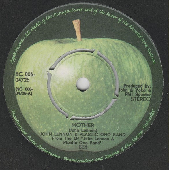 John Lennon & The Plastic Ono Band : Mother (7", Single)