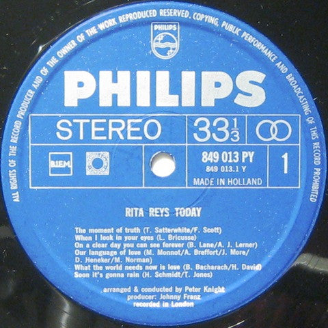 Rita Reys : Today (Recorded In London) (LP, Album)