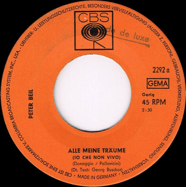 Peter Beil : Alle Meine Träume (7", Single)