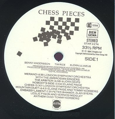Benny Andersson, Tim Rice, Björn Ulvaeus : Chess Pieces (LP, Album, Comp)