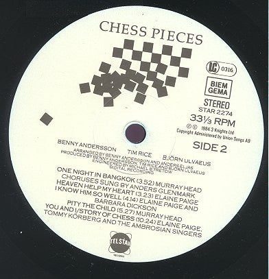 Benny Andersson, Tim Rice, Björn Ulvaeus : Chess Pieces (LP, Album, Comp)
