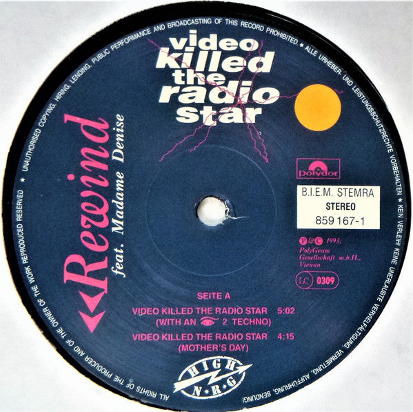 Rewind (8) Feat. Madame Denise : Video Killed The Radio Star (12")