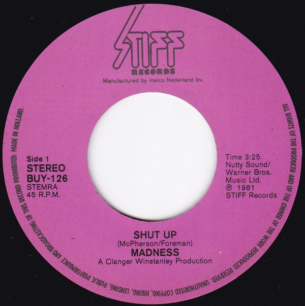 Madness : Shut Up (7", Single)