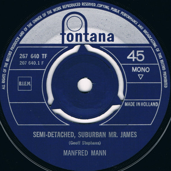 Manfred Mann : Semi-Detached Suburban Mr. James / Morning After The Party (7", Single, Mono)