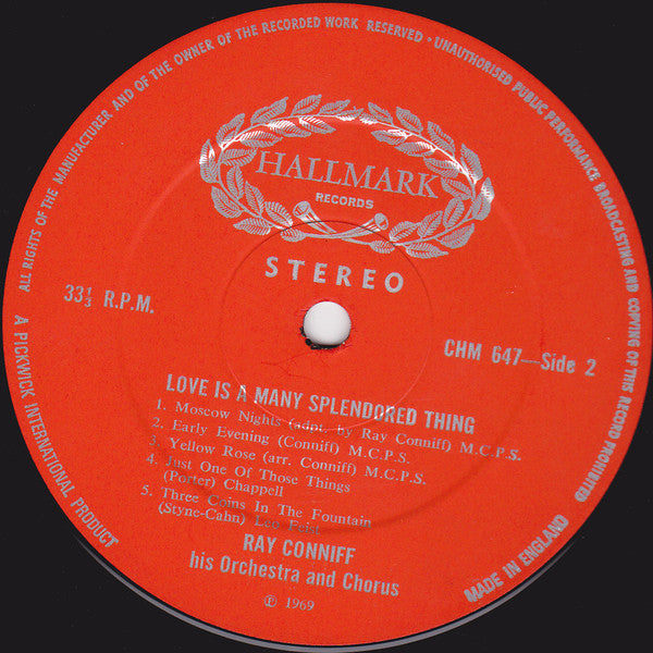 Ray Conniff And His Orchestra & Chorus : Love Is A Many-Splendored Thing (LP, Comp)