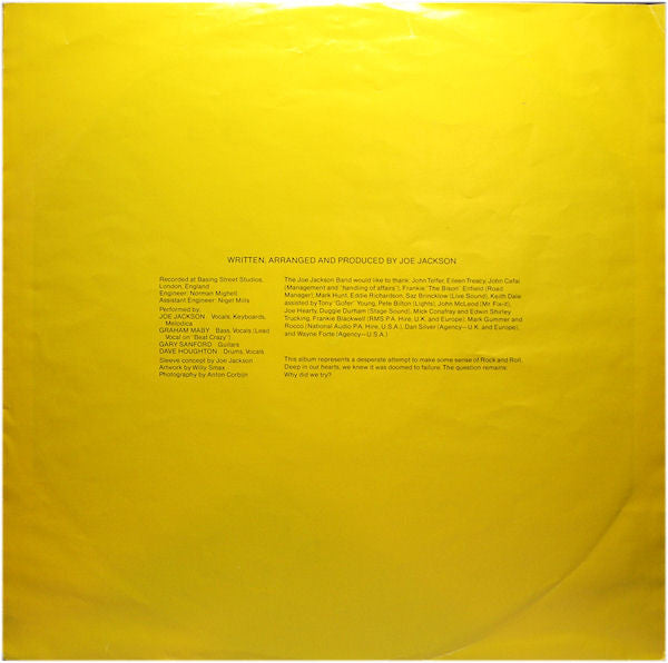 Joe Jackson Band : Beat Crazy (LP, Album, RE, Whi)