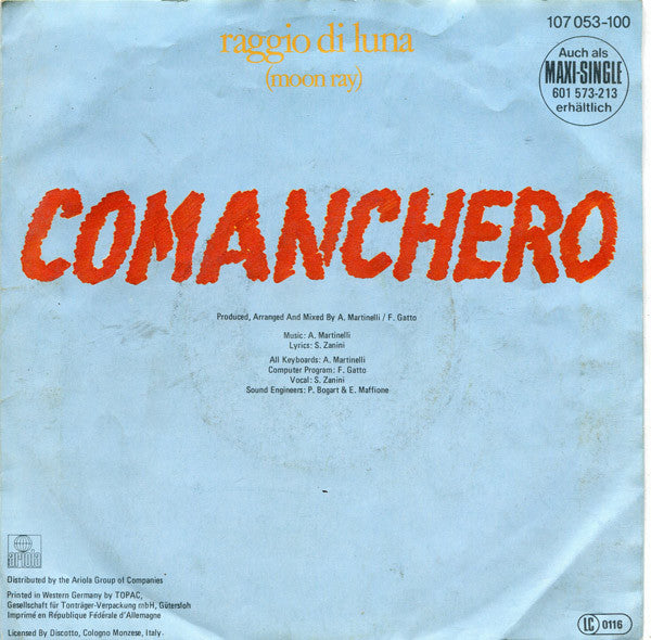 Raggio Di Luna : Comanchero (7", Single)