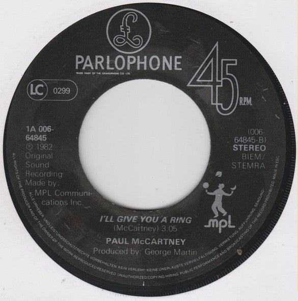 Paul McCartney : Take It Away (7", Single)