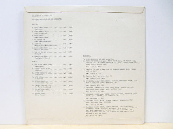 Fletcher Henderson And His Orchestra : Fletcher Henderson And His Orchestra Vol. 1 (LP, Comp)