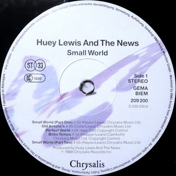 Huey Lewis & The News : Small World (LP, Album)