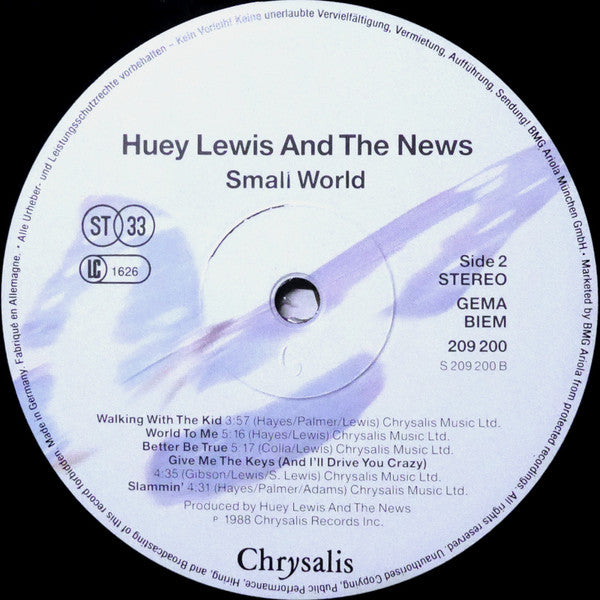 Huey Lewis & The News : Small World (LP, Album)