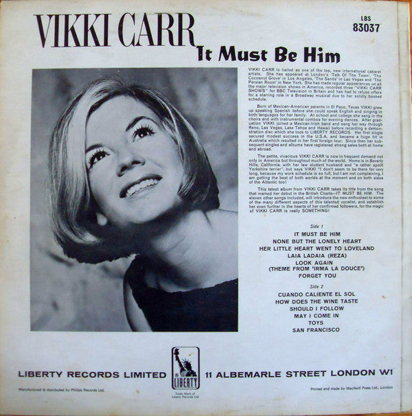 Vikki Carr : It Must Be Him (LP, Album, RE)