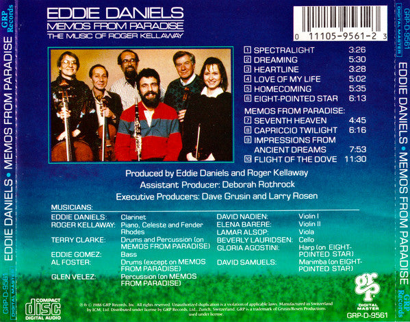 Eddie Daniels : Memos From Paradise: The Music Of Roger Kellaway (CD, Album)