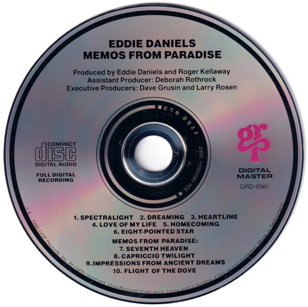 Eddie Daniels : Memos From Paradise: The Music Of Roger Kellaway (CD, Album)