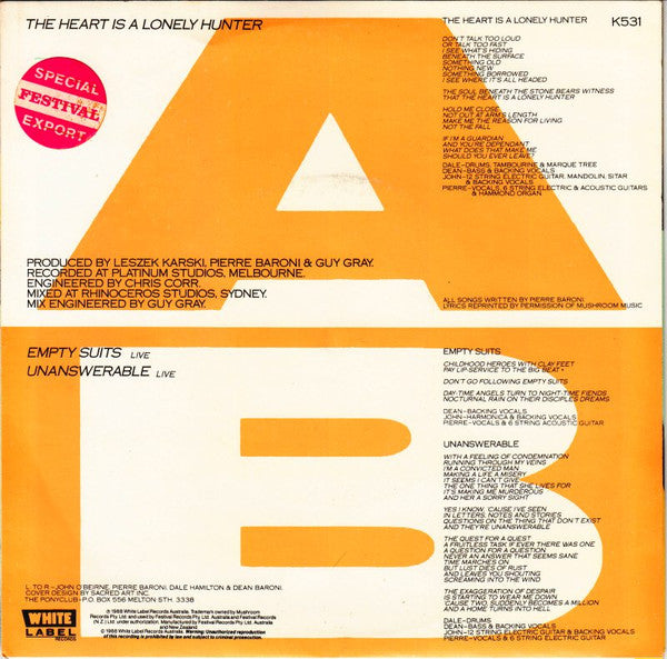 The Pony : The Heart Is A Lonely Hunter (7", Single)