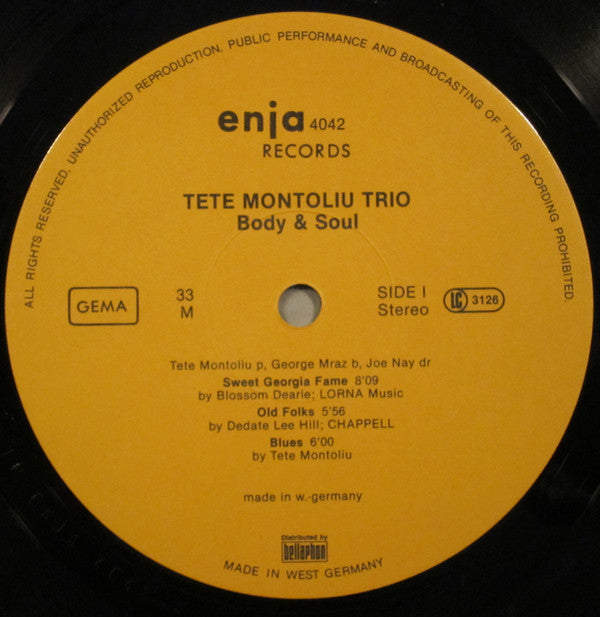 Tete Montoliu : Body & Soul (LP, Album)