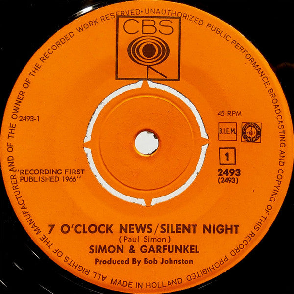 Simon & Garfunkel : Silent Night / Seven O'Clock News (7", Single)