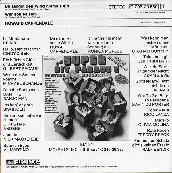Howard Carpendale : Du Fängst Den Wind Niemals Ein (7", Single)