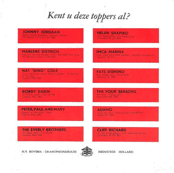 Cliff Richard : Maria No Mas / Tus Besos (7", Single, Red)