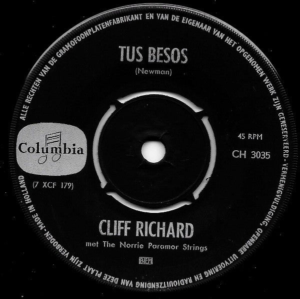 Cliff Richard : Maria No Mas / Tus Besos (7", Single, Red)