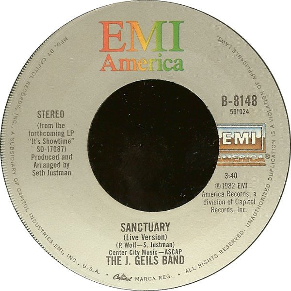 The J. Geils Band : I Do (Live Version) (7", Single)