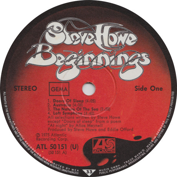 Steve Howe : Beginnings (LP, Album, Gat)
