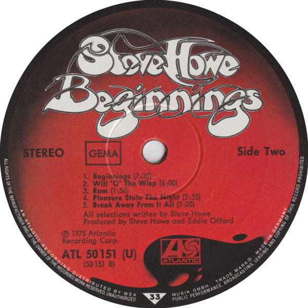 Steve Howe : Beginnings (LP, Album, Gat)