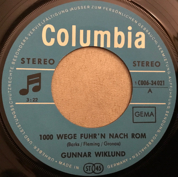 Gunnar Wiklund : 1000 Wege Führ‘n Nach Rom (7", Single)