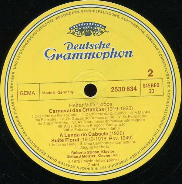 Heitor Villa-Lobos - Roberto Szidon : Klaviermusik (Rudepoêma · New York Skyline · Carnaval Das Crianças) (LP)