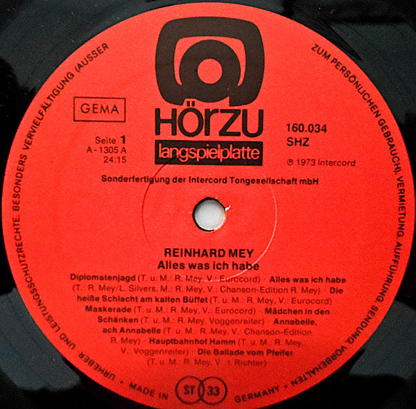 Reinhard Mey : Alles Was Ich Habe - Die 16 Großen Chansons (LP, Comp, RE, Gat)