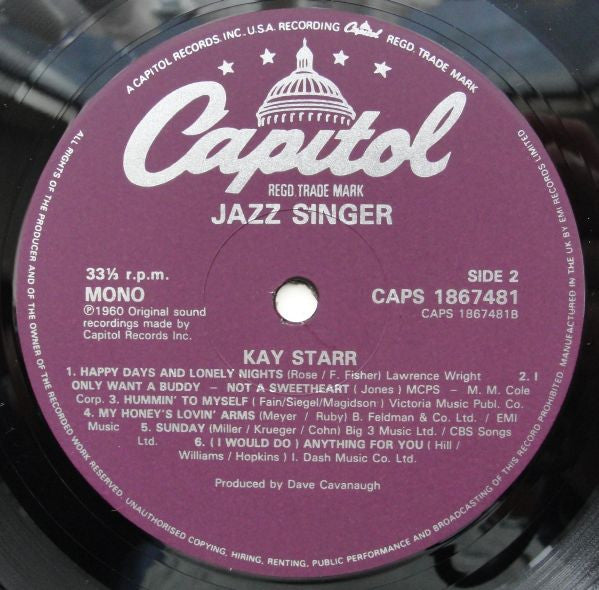 Kay Starr : Kay Starr: Jazz Singer (LP, Album, Mono, RE)
