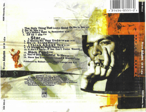 Bryan Adams : 18 Til I Die (CD, Album, Unofficial)