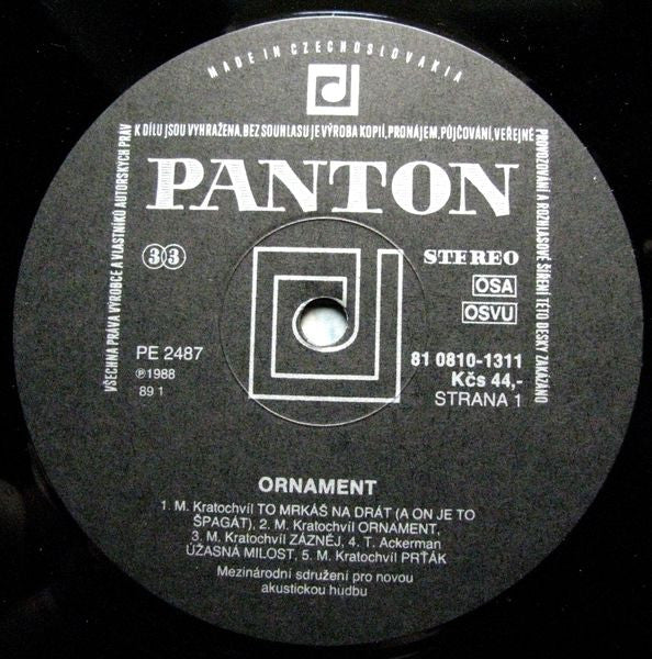 Mezinárodní Sdružení Pro Novou Akustickou Hudbu : Ornament (LP, Album, RP)
