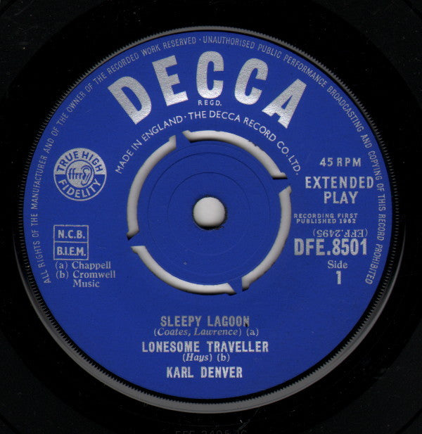 Karl Denver : By A Sleepy Lagoon (7", EP)