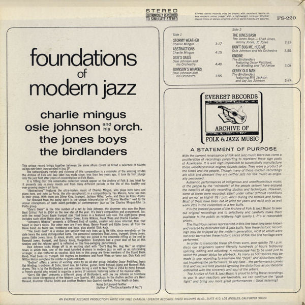Charlie Mingus*, Osie Johnson And His Orch.*, The Jones Boys, The Birdlanders : Foundations Of Modern Jazz (LP, Comp)