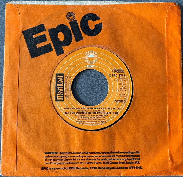 Meat Loaf : All Revved Up With No Place To Go (7")