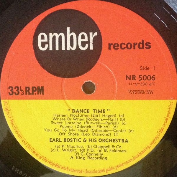 Earl Bostic And His Orchestra : Dance Time (LP, Mono, RE)
