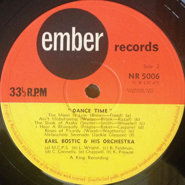 Earl Bostic And His Orchestra : Dance Time (LP, Mono, RE)