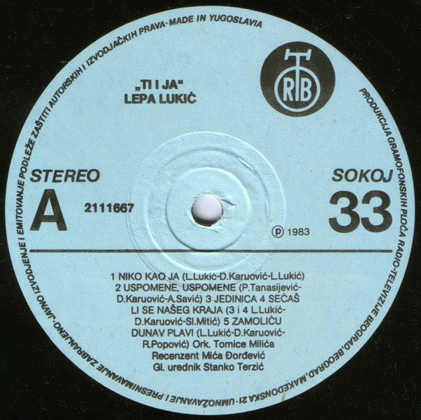 Lepa Lukić : Ti I Ja (LP, Album)