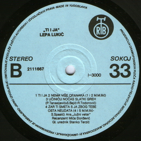 Lepa Lukić : Ti I Ja (LP, Album)