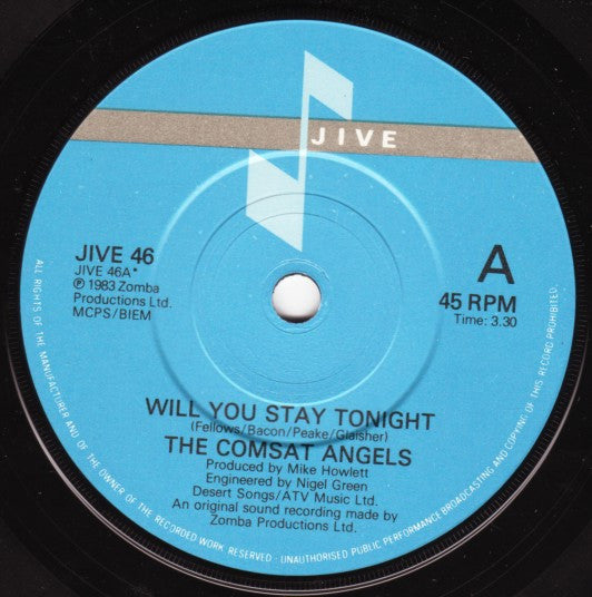 The Comsat Angels : Will You Stay Tonight? (7")