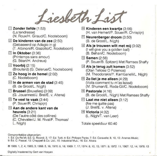 Liesbeth List : Liesbeth's Beste (CD, Comp)