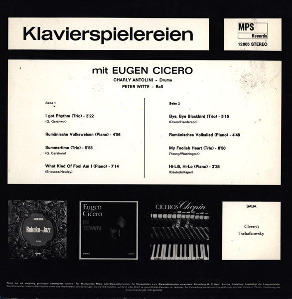 Eugen Cicero : Klavierspielereien (LP, Album)