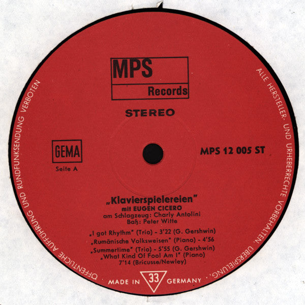 Eugen Cicero : Klavierspielereien (LP, Album)