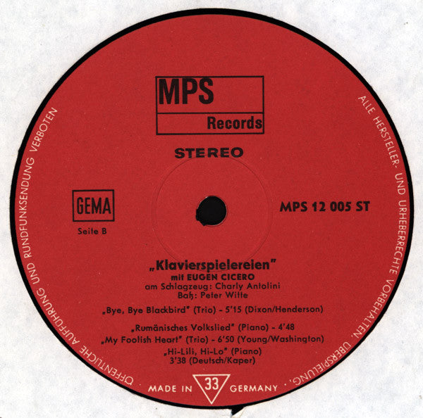 Eugen Cicero : Klavierspielereien (LP, Album)