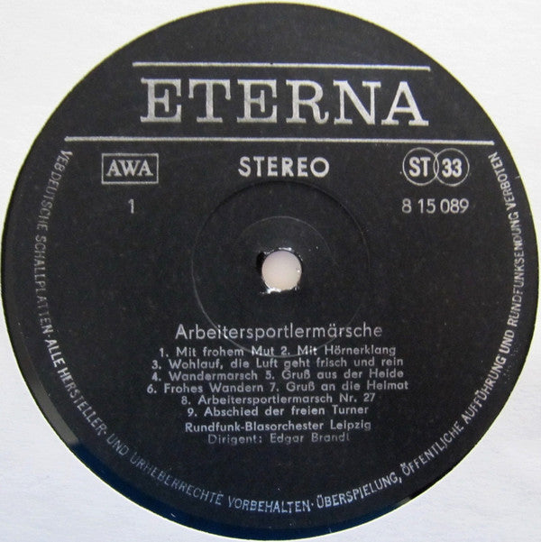 Rundfunk-Blasorchester Leipzig, Edgar Brandt : Arbeitersportlermärsche (LP)