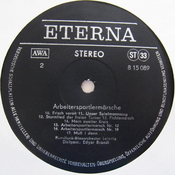 Rundfunk-Blasorchester Leipzig, Edgar Brandt : Arbeitersportlermärsche (LP)
