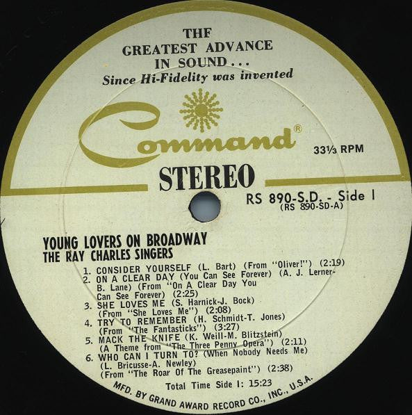 The Ray Charles Singers : Young Lovers On-Broadway (LP, Album, Gat)